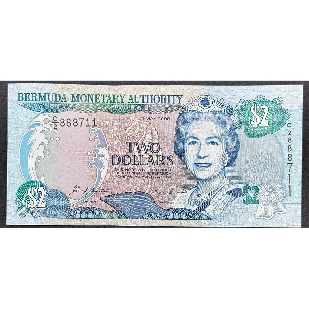Bermuda  $2, 2‎ Dollar   2000, QEII, P-50a Prefix C/2, UNC Banknote